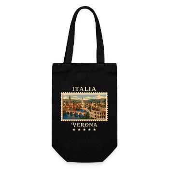 Italien Verona Vintage Reisemarke - Geschenkbeutel für Flaschen - Schwarz - Vorne