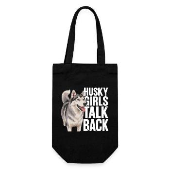 Husky-Mädchen antworten lustiger Husky-Hund - Geschenkbeutel für Flaschen - Schwarz - Vorne