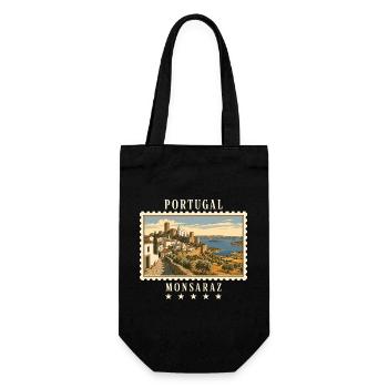 Portugal Monsaraz Vintage Reisemarke - Geschenkbeutel für Flaschen - Schwarz - Vorne