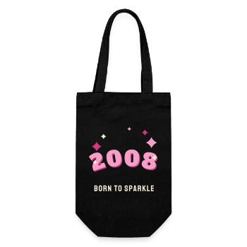 2008 Born to Sparkle Jahrgang 18. Geburtstag - Geschenkbeutel für Flaschen - Schwarz - Vorne
