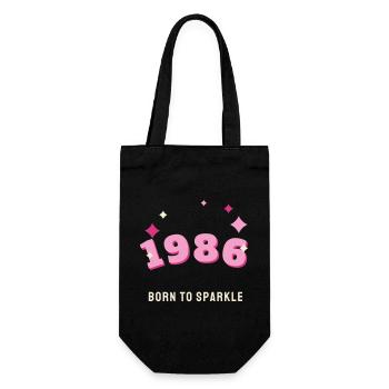 1986 Born to Sparkle Jahrgang 40. Geburtstag - Geschenkbeutel für Flaschen - Schwarz - Vorne