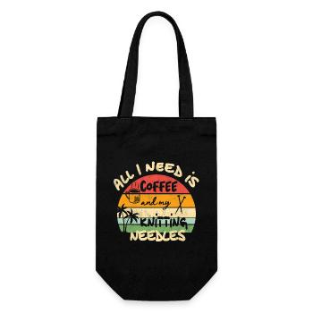 All I need is coffee and my knitting needles - Gift Bag for Bottles - black - Front