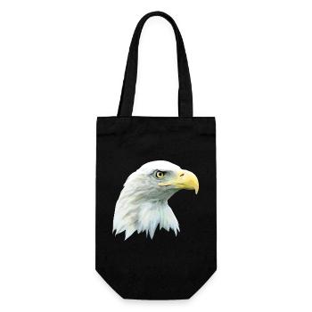 Adlerkopf, Weißkopfseeadler, Adler, Greifvogel aus - Geschenkbeutel für Flaschen - Schwarz - Vorne