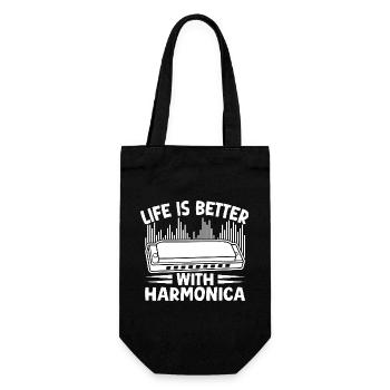 Harmonica Musican Life Is Better With Harmonica - Geschenkbeutel für Flaschen - Schwarz - Vorne