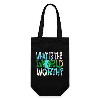 Was ist die Welt wert? - Geschenkbeutel für Flaschen - Schwarz - Vorne