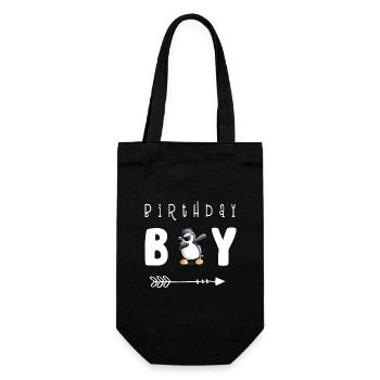 Birthday Boy Dab Dance Pinguin I Jungen Geburtstag - Geschenkbeutel für Flaschen - Schwarz - Vorne
