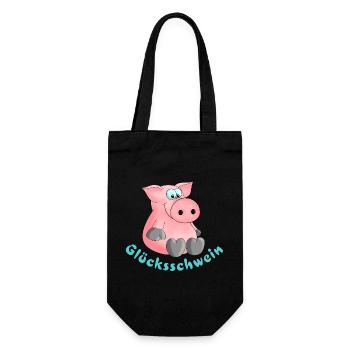 Porc chanceux - porte bonheur - chance - Sac à bouteille - noir - Devant