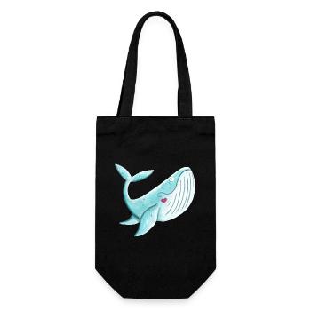 Wal Mit Herz I Buckelwal Walfisch Geschenk Comic - Geschenkbeutel für Flaschen - Schwarz - Vorne