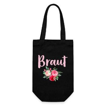 Braut Rosen romantisch Junggesellinnenabschied - Geschenkbeutel für Flaschen - Schwarz - Vorne