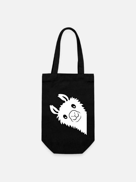 Lama guckt seitlich - Geschenkbeutel für Flaschen - Schwarz