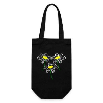 Blume weiß weiße Blume Blumen weiß weiße Blumen - Geschenkbeutel für Flaschen - Schwarz - Vorne