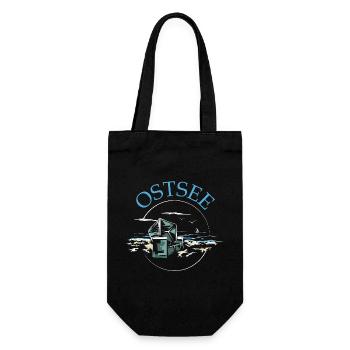 Ostsee Strandkorb See Symbol Meer Illustration - Geschenkbeutel für Flaschen - Schwarz - Vorne