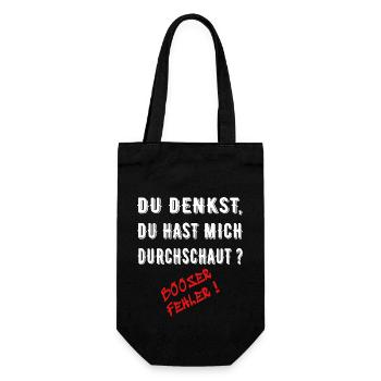 Du denkst Du hast mich durchschaut, böser Fehler, - Geschenkbeutel für Flaschen - Schwarz - Vorne