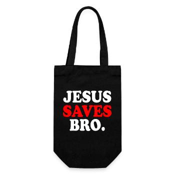 Jesus saves bro - Geschenkbeutel für Flaschen - Schwarz - Vorne
