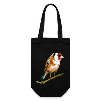 Bunter Vogel - Geschenkbeutel für Flaschen - Schwarz - Vorne