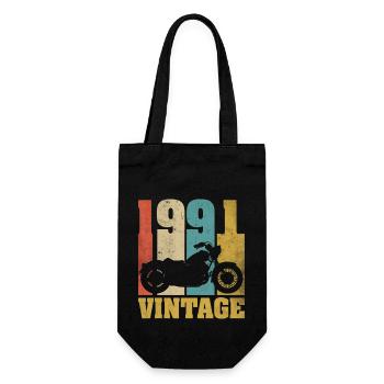 1991 Jahrgang Geburtstag Biker Motorrad Geschenk - Geschenkbeutel für Flaschen - Schwarz - Vorne
