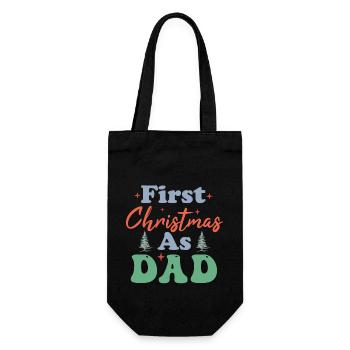 First Christmas as Dad Erstes Weihnachten als Papa - Geschenkbeutel für Flaschen - Schwarz - Vorne