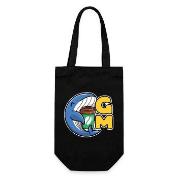 Web3 whale with a coffee that says Good Morning - Gift Bag for Bottles - black - Front