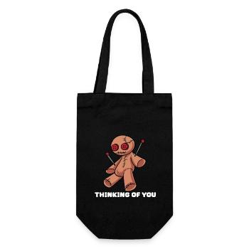 Thinking Of You Voodoo Puppe Dämon Hexe Gothik - Geschenkbeutel für Flaschen - Schwarz - Vorne
