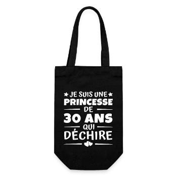 princesse de 30 ans / cadeau anniversaire 30 ans - Sac à bouteille - noir - Devant