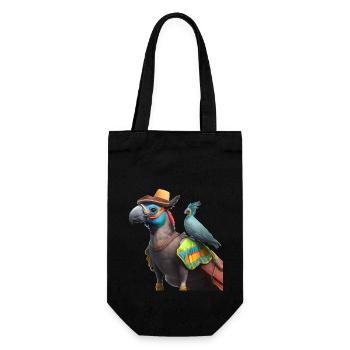 Papagei mit Kumpel Geschenk - Geschenkbeutel für Flaschen - Schwarz - Vorne