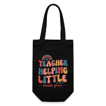 "Teacher Helping Little Minds Grow" is a phrase - Gift Bag for Bottles - black - Front