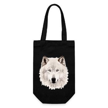 Furchtloses Auge des Wolfsgesichts Weiße Wolfsgrafik - Geschenkbeutel für Flaschen - Schwarz - Vorne