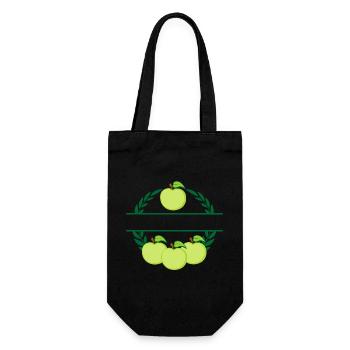 Apples in laurel wreath green apples - Gift Bag for Bottles - black - Front
