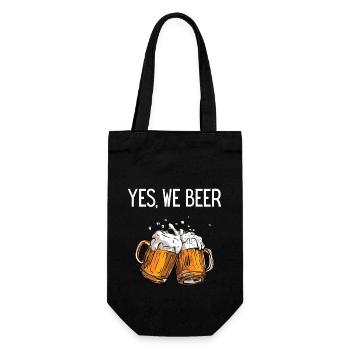 Ja, wir Bier! Einzigartiger Stil, origineller Humor - Geschenkbeutel für Flaschen - Schwarz - Vorne