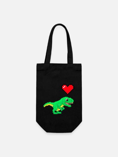Pixel Love dinosaur - Gift Bag for Bottles - black