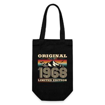 55. Geburtstag Original Oktober Jahrgang 1968 - Geschenkbeutel für Flaschen - Schwarz - Vorne