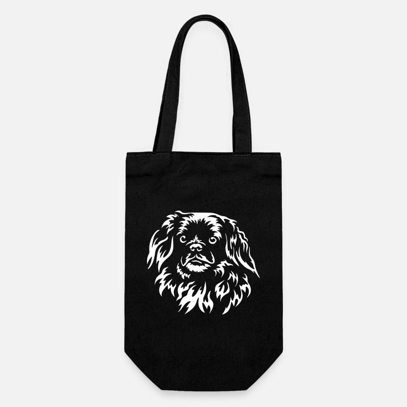 Tibet Spaniel Kopf "BlackEdition" - Geschenkbeutel für Flaschen - Schwarz
