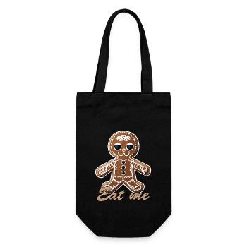 Gingerbread Man / Christmas / Santa Claus - Gift Bag for Bottles - black - Front