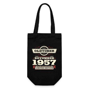 66. Geburtstag Oldtimer November Jahrgang 1957 - Geschenkbeutel für Flaschen - Schwarz - Vorne