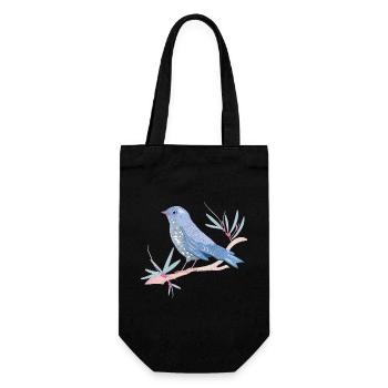 bläulicher Vogel mit Misteln im Winter Stimmung - Geschenkbeutel für Flaschen - Schwarz - Vorne