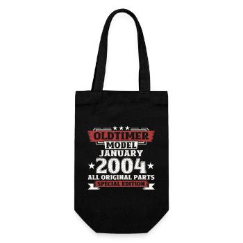 20. Geburtstag Oldtimer Januar Jahrgang 2004 - Geschenkbeutel für Flaschen - Schwarz - Vorne