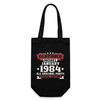 40th Birthday Vintage January Vintage 1984 - Gift Bag for Bottles - black - Front