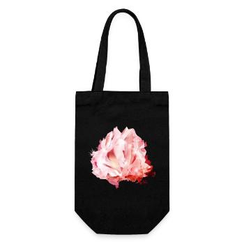 leuchtendes rosafarbenes Rosenquarz Kristall Motiv - Geschenkbeutel für Flaschen - Schwarz - Vorne