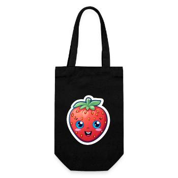 Erdbeere Anime - Geschenkbeutel für Flaschen - Schwarz - Vorne