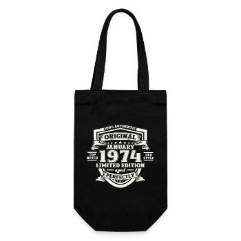 50th Birthday January Vintage 1974 Original - Gift Bag for Bottles - black - Front