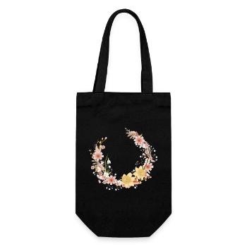 Floral wreath spring daffodils and palm catkins - Gift Bag for Bottles - black - Front