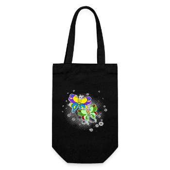 Zwei Schmetterlinge mit Pixelwolke - Geschenkbeutel für Flaschen - Schwarz - Vorne