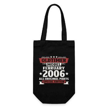 18. Geburtstag Oldtimer Februar Jahrgang 2006 - Geschenkbeutel für Flaschen - Schwarz - Vorne