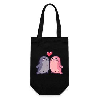 Seal Couple Love Couple In Love - Gift Bag for Bottles - black - Front