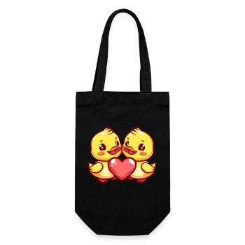 Duck Couple Love Couple In Love - Gift Bag for Bottles - black - Front