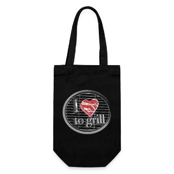Meat as a heart on the grill - love for grilling - Gift Bag for Bottles - black - Front