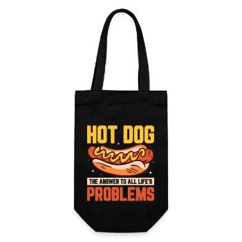Hot Dog The Answer To All Life's Problems Hotdogs - Geschenkbeutel für Flaschen - Schwarz - Vorne