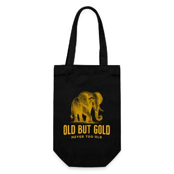 Old but Gold nie zu alt mit Big Elephant - Geschenkbeutel für Flaschen - Schwarz - Vorne