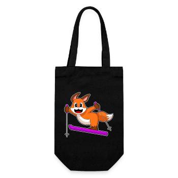 Fuchs Skispringer Ski Wintersport - Geschenkbeutel für Flaschen - Schwarz - Vorne