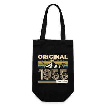 Original Mai 1955 Jahrgang 1955 Geburtstag 1955 - Geschenkbeutel für Flaschen - Schwarz - Vorne